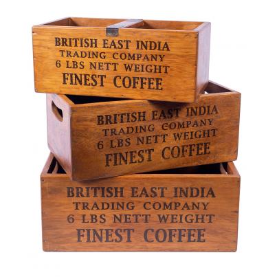 Set of 3 Large Vintage Boxes - British East India Finest Coffee